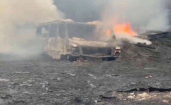 Huge fire in truck terminal warehouse, many vehicles burnt to ashes