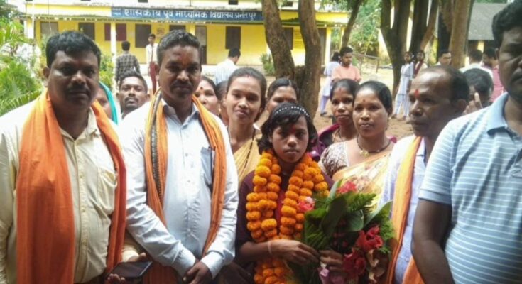 Sunita Netam, Kondagaon Sports Achievement, 25th State Level School Games, 100m, 200m, 4x100m Relay, Long Jump, National Level Selection, Anantapur School, Jagdalpur Competition, Bastar Division, Rural Welcome, Mandri Dance, Grand Rally, PTI Kunjan Lal Thakur, Teacher Charan Singh Markam,