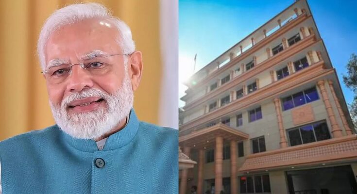Delhi BJP New Office, PM Modi Inauguration, Deendayal Upadhyay Marg, Virendra Sachdeva, JP Nadda, Pant Marg, Party Bhawan Speciality, 825 sqm, Auditorium, Office Facilities, Delhi BJP Organisation, Navratri, Press Conference Room, Basement Parking,