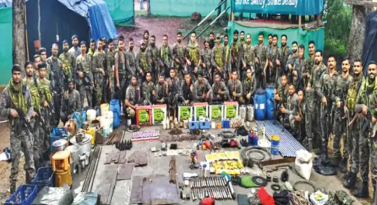 : नक्सली डंप, बीजापुर, कोबरा 208, आरडीएक्स, डेटोनेटर, गन पाउडर, विस्फोटक, इम्प्रूवाइज्ड ग्रेनेड, नक्सली स्मारक, गढ़चिरौली, राजनांदगांव, सीआरपीएफ, माओवाद विरोधी अभियान, सुरक्षा बल,