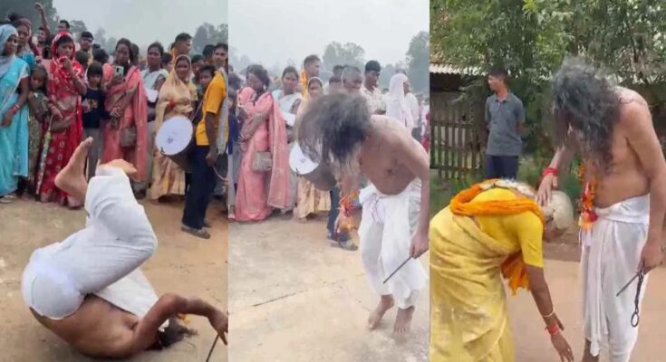 Goddess rides on MP: Bhojraj Nag dances during Jyoti Kalash immersion procession, receives blessings from the Mother Goddess; watch video...