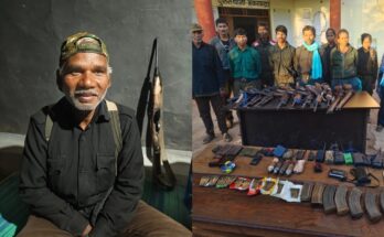 Maoist Surrender, MMC Zone Chief, Ramdher Majji, 87 Lakh Bounty, CPI Maoist, Chhattisgarh Khairagarh, Kumhi Village, Anti-Naxal Operation, Divisional Committee Members, Area Committee Members, AK-47 Recovery, Insas Rifle, SLR Rifle, Leadership Crisis, Bastar Naxal Decline, Barse Deva,