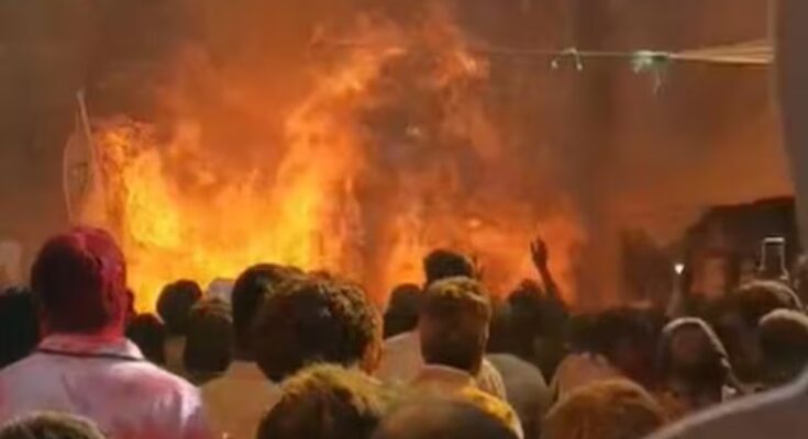 Pune accident, Jejuri municipal election, victory procession fire, NCP victory rally, councillor injured, colorful spray fire, election celebration accident, Maharashtra news,