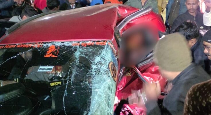 Bilaspur car accident, bar to hotel accident, high speed car hit Hyva, Sarkanda police case, Nutan Chowk accident, Anshu Chandra death, Himanshu Rathore accident, CG road accident news, Chhattisgarh accident, CCTV car crash,