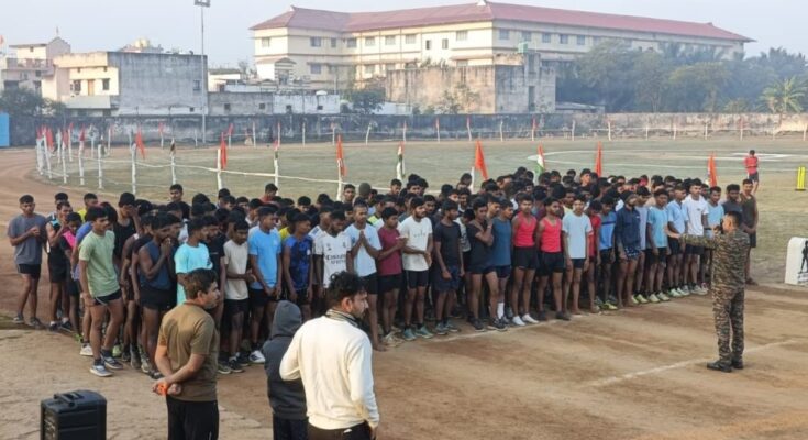 Chhattisgarh Agniveer recruitment, Dharmatri Agniveer rally 2026, Indian Army recruitment CG, CEE qualified candidates, Indoors stadium Dharmatri, physical fitness training, district-wise Agniveer call-up, Army admit card, CG youth recruitment, free training for candidates, transportation facility Dharmatri, recruitment schedule CG, security arrangements recruitment,
