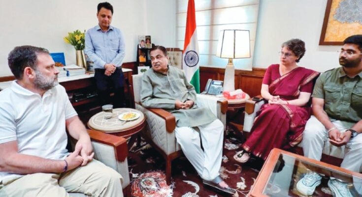 Rahul and Priyanka Gandhi met with Nitin Gadkari; issues concerning bus operators in Rajasthan were discussed.