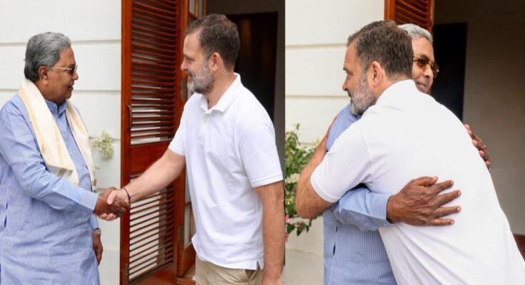Siddaramaiah Meets Rahul Gandhi; Seeks Key Post for Son Following Resignation